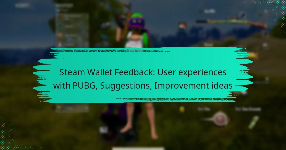 Steam Wallet Feedback: User experiences with PUBG, Suggestions, Improvement ideas