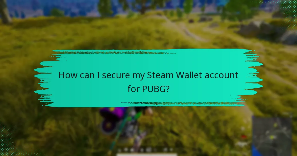 How can I secure my Steam Wallet account for PUBG?