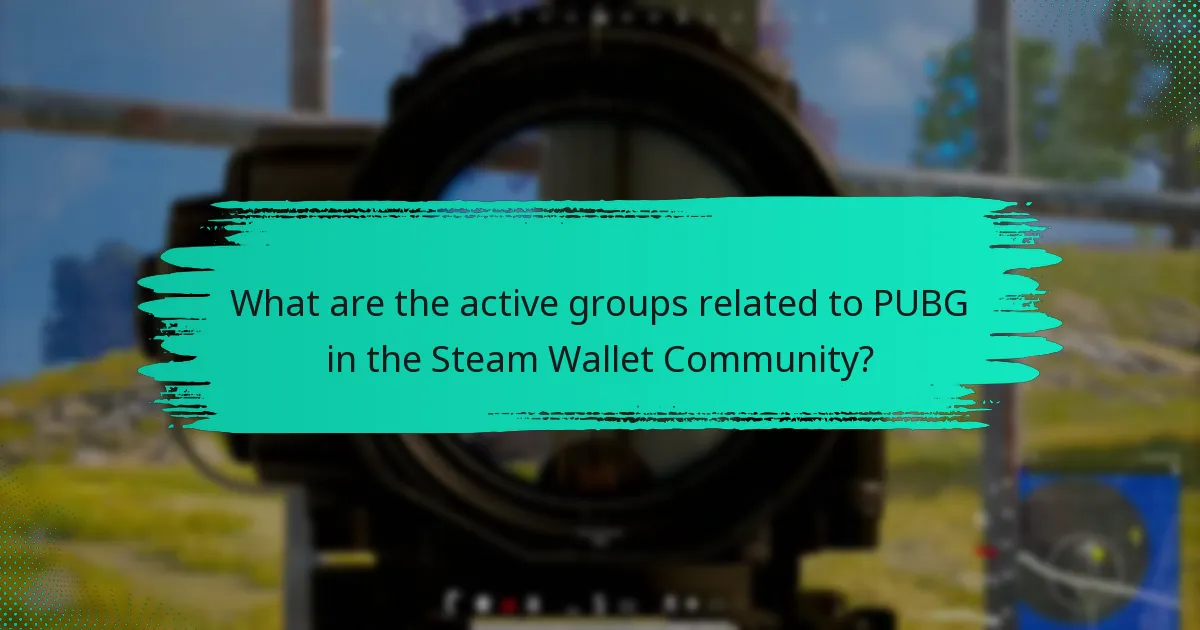 What are the active groups related to PUBG in the Steam Wallet Community?